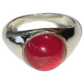 ANEL RUBI CABOCH�O EM PRATA 925 - ID 7069