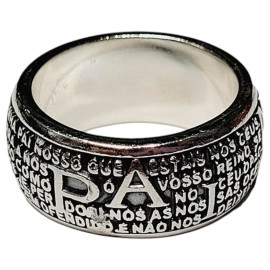 Anel  Ora��o P. Nosso -em Prata 925- Id 6438