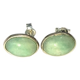 BRINCO AMAZONITA OVAL EM PRATA 925 - ID 6991