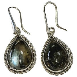 BRINCO LABRADORITA GOTA EM PRATA 925 - ID 6867