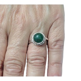 ANEL QUARTZO VERDE NATURAL EM PRATA 925 - ID 6358