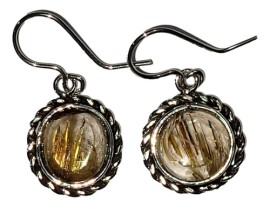 Brinco Quartzo Rutilado Redondo Em Prata 925 - Id 6725