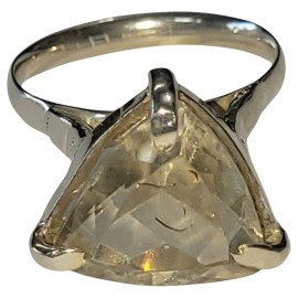 ANEL CITRINO TRIANGILO EM PRATA 925 - ID 7117