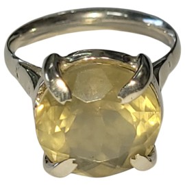 ANEL CITRINO REDONDO EM PRATA 925 - ID 7103