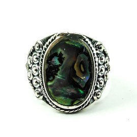 Anel Trabalhado Madre P�rola Ou Abalone - Id 3457