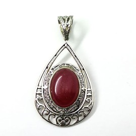 Pingente Dolomita Vermelha Em Prata - Id 4397