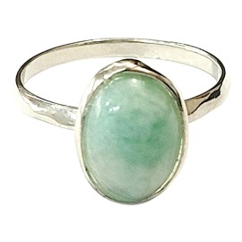 ANEL AMAZONITA OVAL EM PRATA 925 - ID 6965