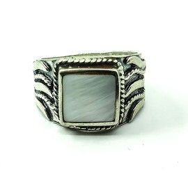 Anel Trabalhado Madre P�rola Ou Abalone - Id 3452