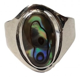 Anel Abalone Oval Em Prata - Id 5738