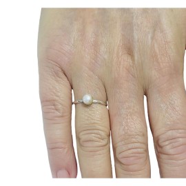 Anel Perola Natural Em Prata 925 - Id 5187