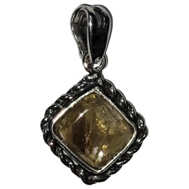 PINGENTE QUARTZO RUTILADO QUADRADO EM PRATA 925 - ID 6723