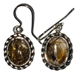 Brinco Quartzo Rutilado Oval Em Prata 925 - Id 6729