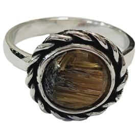 ANEL QUARTZO RUTILADO OVAL EM PRATA 925 - ID 6759