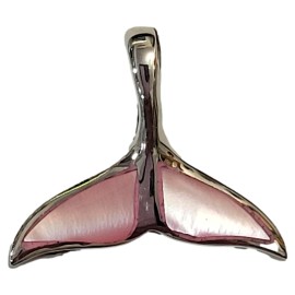 PINGENTE MADRE PEROLA ROSA RABO DE BALEIA EM PRATA ID 6781