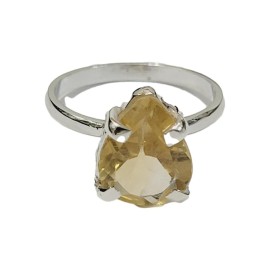 ANEL CITRINO NATURAL GOTA EM PRATA 925 - ID 6010