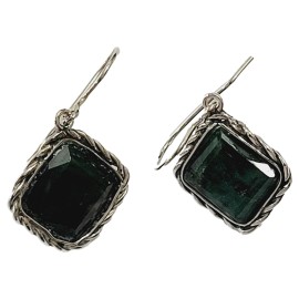 BRINCO ESMERALDA LEITOSA QUADRADO EM PRATA 925 - ID 6766