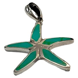 PINGENTE TURQUESA ESTRELA DO MAR EM PRATA 925 - ID 6778