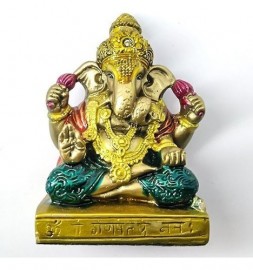Estatua Ganesh Em Resina Pintada Artesanalmente - Id 3982