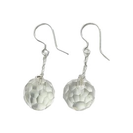 BRINCO CRISTAL DE ROCHA NATURAL BOLA EM PRATA - ID 6017