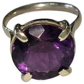 ANEL AMETISTA REDONDOEM PRATA 925 - ID 7116