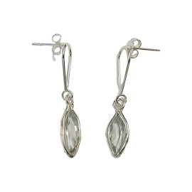 BRINCO AGUA MARINHA NAVETE LAPIDADA EM PRATA 925 - ID 6364