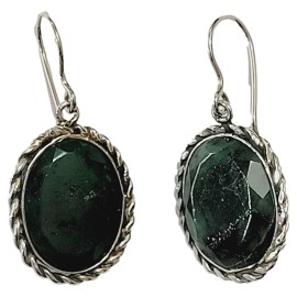 BRINCO ESMERALDA LEITOSA OVAL EM PRATA 925 - ID 6767