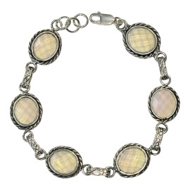 PULSEIRA OPALINA FACETADA EM PRATA 925 - ID 7348