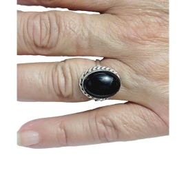 ANEL ONIX NATURAL OVAL EM PRATA 925 - ID 6355