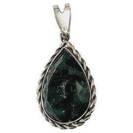 PINGENTE ESMERALDA LEITOSA GOTA EM PRATA 925 - ID 6772