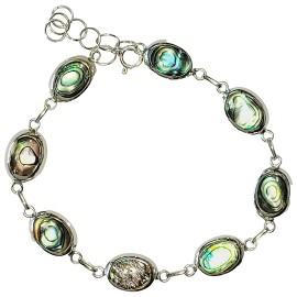 PULSEIRA DUPLA FACE ABALONE E MADRE EM PRATA 925 - ID 6825