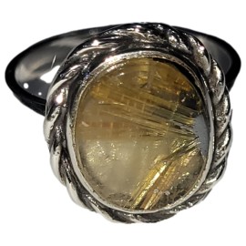 ANEL QUARTZO RUTILADO OVAL EM PRATA 925 - ID 6713