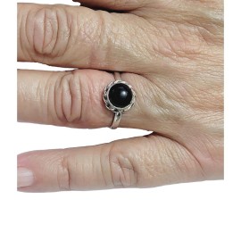 ANEL ONIX REDONDO EM PRATA 925 - ID 6357