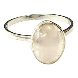 ANEL QUARTZO ROSA OVAL EM PRATA 925 - ID 6961