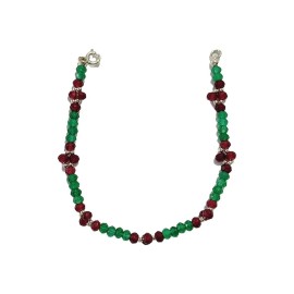 Pulseira Jade E Rubi Em Prata 925 - Id 5939