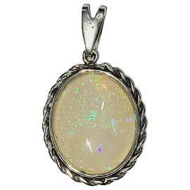 PINGENTE OPALA OVAL EM PRATA 925 - ID 6848