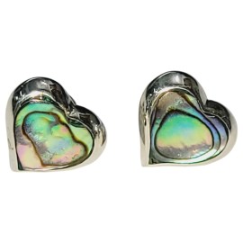 BRINCO ABALONE CORA��O TARRAXA EM PRATA 925 - ID 7095