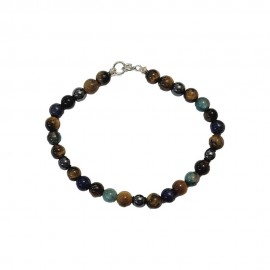  PULSEIRA  OLHO DE TIGRE+APATITA EM PRATA 925 - ID 6246