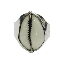 ANEL BUZIO BRANCO COM CRUZ EM PRATA 925 - ID 5840