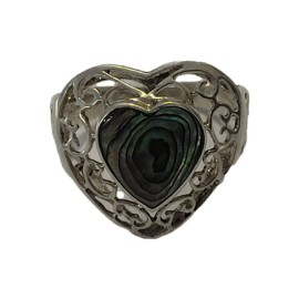 ANEL ABALONE CORA��O EM PRATA 925 - ID 6119