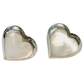 BRINCO MADRE PEROLA CORA��O TARRAXA EM PRATA 925 - ID 7094