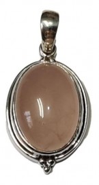 Pingente Quartzo Rosa Oval Em Prata - Id 5765