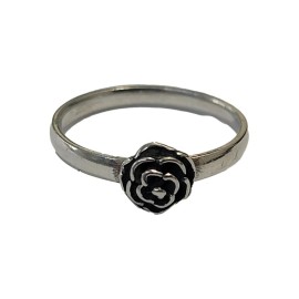 Anel Mini Rosa Em Prata - Id 4616