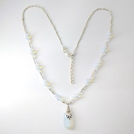 Colar Opalina  (conhecido Pedra Da Lua)  Em Prata - Id 4844