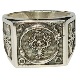 ANEL OROBORUS E FENIX EM PRATA 925 - ID 6899