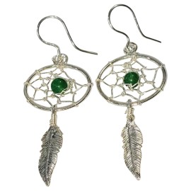 BRINCOS FILTRO DO SONHOS EM PRATA 950 PEDRA:JADE