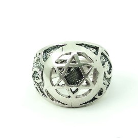 Anel Estrela De Davi Robusto Em Prata - Id 4259