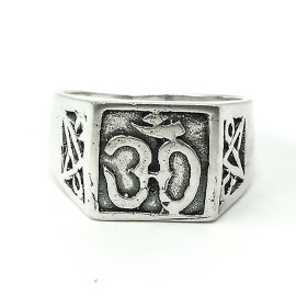 Anel Om Quadrado Em Prata - Id 3859