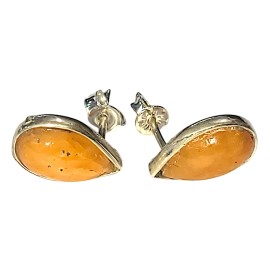 BRINCO CALCITA LARANJA GOTA EM PRATA 925 - ID 6982