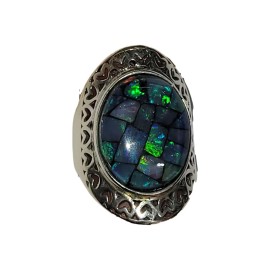 ANEL OPALA MOSAICO EM PRATA 925 - ID 6205