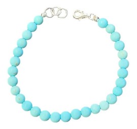 Pulseira Turquesa Natural Em Prata 925 - Id 5988